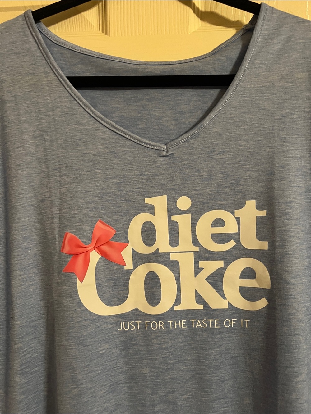 SHEIN Light Blue 'Diet Coke' Muscle Tee with Pink Bow Graphic - Picture 2 of 3